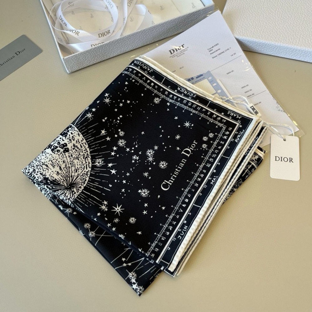 Dior Luxury Silk Scarf Celestial Star Map Print Original Box & Hang Tags - Picture 5 of 8